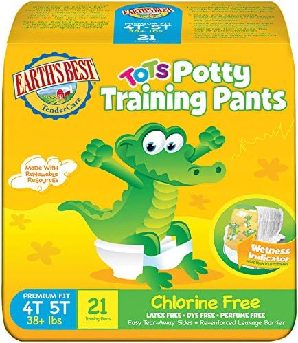 Earth's Best Training Pants Eco Best Fitted Soft Natural Baby Toddler Potty Train Diapers, Size 4T-5T, 21 Diapers