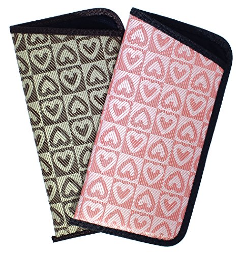 2 Pack Soft Slip In Eyeglass Case For Women, Checkered Hearts In Assorted Colors