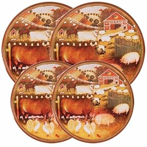 Reston Lloyd Electric Stove Burner Covers, Set of 4, Barnyard Reston Lloyd Electric Stove Burner Covers, Set of 4, Barnyard