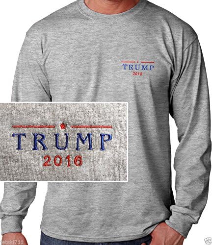 Donald Trump 2016 EMBROIDERED Republican Long Sleeve GRAY T-shirt