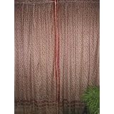 2 Red Rose Floral Motifs Silk Sari Window Treatment Curtains 84 Inch