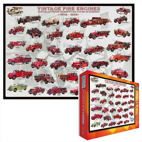 Jigsaw Puzzle , Vintage Fire Engines, 1000 pieces, 126.5 in X 19.25 in. Ships same day.