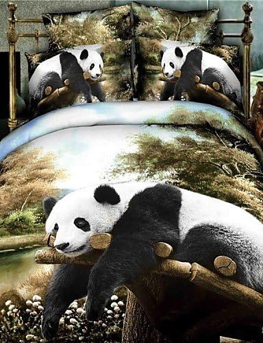 ZK Duvet Cover Set,3D Oil Painting Bedding Set 4pcs Comforter Duvet Covers Bed Sheet Bedclothes Set with Panda Pattern