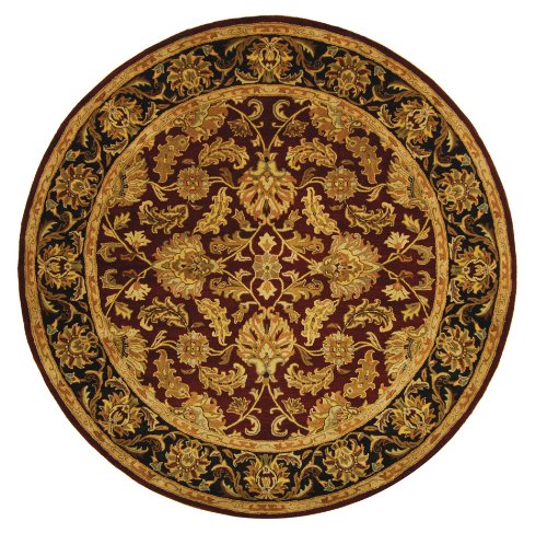 Safavieh Heritage Collection HG628C Handmade Burgundy and Black Hand-Spun Wool Area Rug, 3-Feet 6-Inch, Round