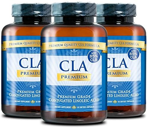 CLA PREMIUM: 100% PURE Conjugated Linoleic Acid - 2000mgs - 180 Capsules - 3 Months Supply - Natural Weight Loss Management - 90 Days 100% Money Back Guarantee - 85% CLA from Safflower Oil