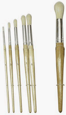 ROUND WHITE BRISTLE BRUSH SET OF 6 SIZES 1 3 5 7 8 12