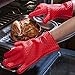 Corsicca Pot Oven BBQ Grilling Silicone Gloves Heat Resistant Mitts - Red (Lifetime Warranty)