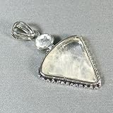 Silver Plated Crystal Triangle Pendant - Ladies Necklace Charm with Lucite St...