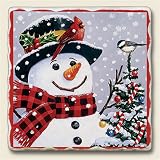 Coaster Set ~ Snowman ~ 4 Tumbled Stone Drink Coasters
