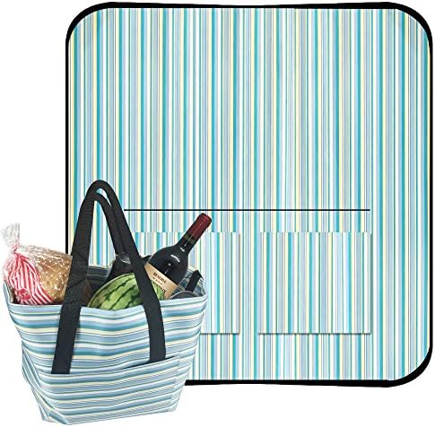 Picnic Blanket Waterproof and Sandproof, Large Size 59" x 59" Yukiss Picnic Mat Tote, Blue / Orange