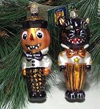 Old World Christmas Ornament Halloween Vintage Style Pumpkin & Black Cat #26048 & 26041