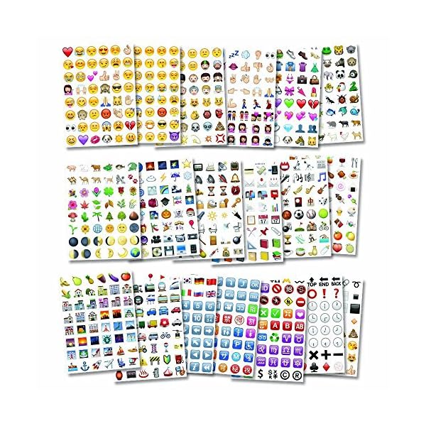 Emoji Stickers 19 Sheets with Happy Emojis Faces Icons symbols Popular ...