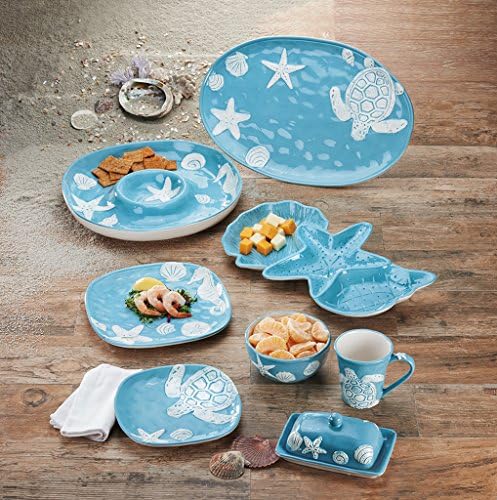 Coastal Bright Aqua Dinner Plate LG S/4