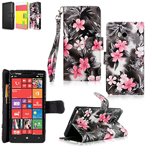 Nokia Lumia 929 Case - Cellularvilla Pu Leather Wallet Card Flip Open Pocket Case Cover Pouch for Verizon Nokia Lumia Icon 929 (Black Pink Flower) Nokia Lumia 929 Case - Cellularvilla Pu Leather Wallet Card Flip Open Pocket Case Cover Pouch for Verizon Nokia Lumia Icon 929 (Black Pink Flower)