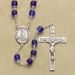 Sterling Silver Rosary Rosaries Catholic Tin Cut Cobalt Blue Cube Crystal