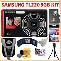 Samsung TL220 DualView 12.2MP Digital Camera in Red + 8GB Accessory Kit