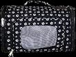 Designer Pet Carrier - Fully Enclosed Luggage Style Pet Carrier - Black with White Paw Prints - Small