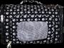 Designer Pet Carrier - Fully Enclosed Luggage Style Pet Carrier - Black with White Paw Prints - Small
