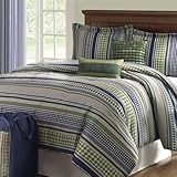 On Your Own Stipple Stripe 6 Piece Comforter Set - Blue - Full/Queen