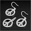 Earrings and Pendant Set - Peace Signs - Sterling Silver
