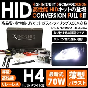 【クリックで詳細表示】SPARK H4 70W薄型 リレーレスHIDキット 6000K STEP WGN ステップワゴン H8.5～11.4 RF1.2 前期 ヘッド