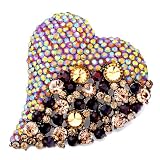 Pugster Heart Color Light Topaz Red Rhinestone Crystal Brooches Pins Gift