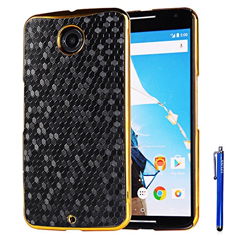 Nexus 6 Case,Vfunn Elegant Plating Hard Back Case Cover for Motorola Google Nexus 6 with 1 Clear Screen Protector 1 Stylus Pen (Nexus 6 Case) (Black)