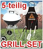 Kugelgrill Set + Grillbesteck + Grillschürze (Danger Grillzone) / Barbecuegrill / Holzkohlegrill