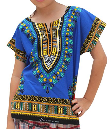 RaanPahMuang Unisex Bright Africa Colour Children Dashiki Cotton Shirt