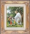 Jesus with Children by Simeone Framed Art, 13.5" x 15.5" - MADE IN ITALY