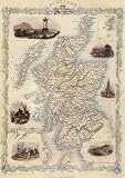 1800'S SCOTLAND ABERDEEN PERTH EDINBURGH MAP SMALL VINTAGE POSTER