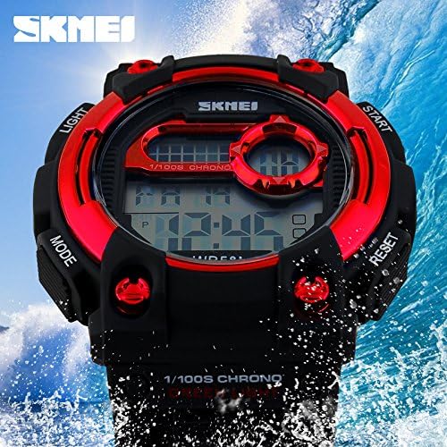Vich Men Fashion LED Digital Waterproof Dress Sports Wristwatches-Red Dial