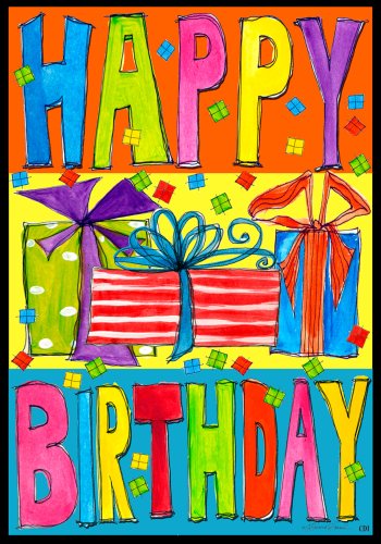 Happy Birthday Presents Large House Flag 28 x 40
