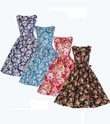 Lindy Bop 'AUDREY' Hepburn Style Vintage 1950's Spring Garden Floral Party Dress