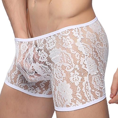 Cheey Men's See-Through Lace Underwear Boxer Briefs Bathing Bikini