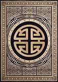 eCarpetGallery Soho Oriental Contemporary black and beige Area Rug (72x 102/FREE SHIPPING & Padding