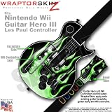Metal Flames Green Skin by WraptorSkinz TM fits Nintendo Wii Guitar Hero III (3) Les Paul Controller (GUITAR NOT INCLUDED)