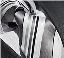 Krawatte von Milano Exclusive, Streifendesign, grau- weiss