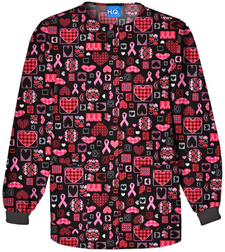 Cherokee 100% Cotton Pink Ribbon Scrub Jackets-Assorted