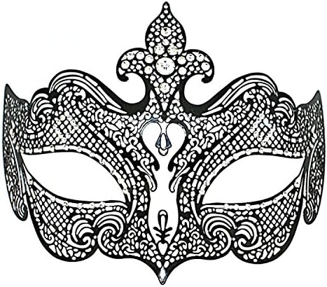 Laser Cut Metal Mask Filigree Venetian Masquerade Rhinestones Bendable Half Hollow Out Men #18