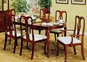7pc Queen Anne Style Cherry Finish Oval Dining Table & Chairs Set