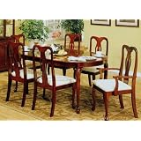 7pc Queen Anne Style Cherry Finish Oval Dining Table and Chairs Set by visiondecor Furniture
