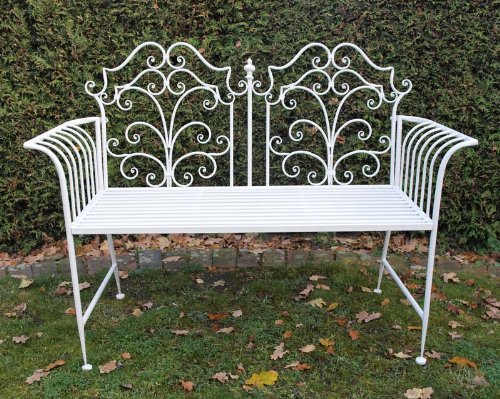 Bank Metall Gartenbank im antik Look weiss JD110338 | »»» Gartenbänke