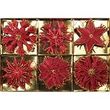 Christmas Straw Ornaments - Set of 18 pieces, Red Finish