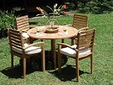 5 PC Teak Garden Patio - 48 Butterfly Table, 4 Stacking Chairs - FREE SHIPPING