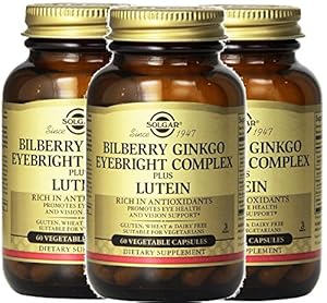 Solgar - Bilberry Ginkgo Eyebright+lutein Complex, 60 Veggie Caps-3 Bottles