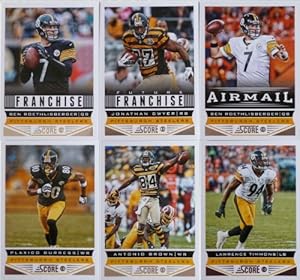 2013 Score Football Pittsburgh Steelers Team Set In a Protective Case - 10 cards including Roethlisberger (3), Dwyer (2), Burress, Brown, Timmons, Miller, and Polamalu.
