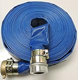 1.5" x 100' Heavy Duty PVC Lay Flat Water Discharge Hose with Pin Lug Connector