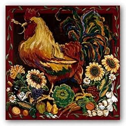 Rooster Harvest by Suzanne Etienne 12"x12" Art Print Poster