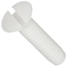 30% Glass Filled Nylon 6/6 Machine Screw, Flat Head, Slotted Drive